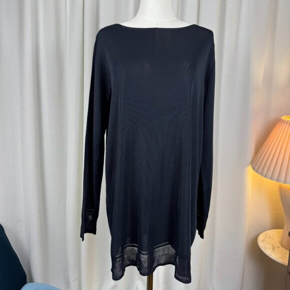 MaxMara Boat Neck Sheer Tunic Knit Top Sweater Made in Italy size Large - Picture 3 of 11